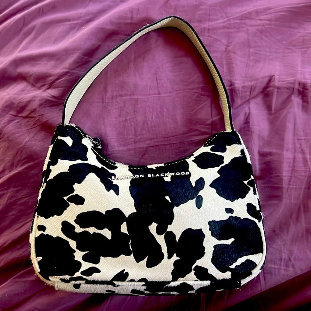 Brandon Blackwoood Cow Print Mini Shoulder Bag